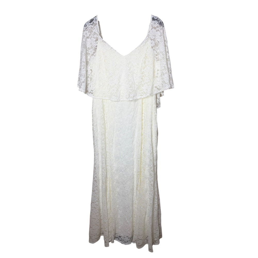Torrid Ivory Lace Flutter Sleeve Maxi Dress‎ Bridal Wedding Gown Plus Size 16